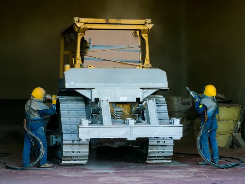 Professional sandblasting services team at work in Melbourne